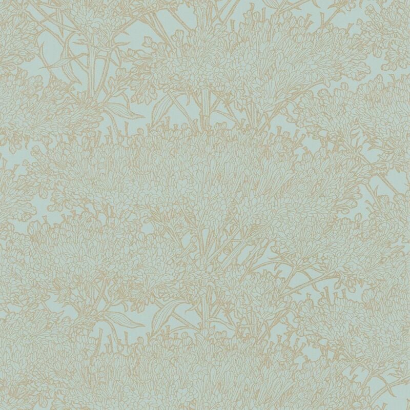 Nature wallpaper wall Profhome 369722 non-woven wallpaper slightly textured with graphical pattern matt blue green gold 5.33 m2 (57 ft2) - blue