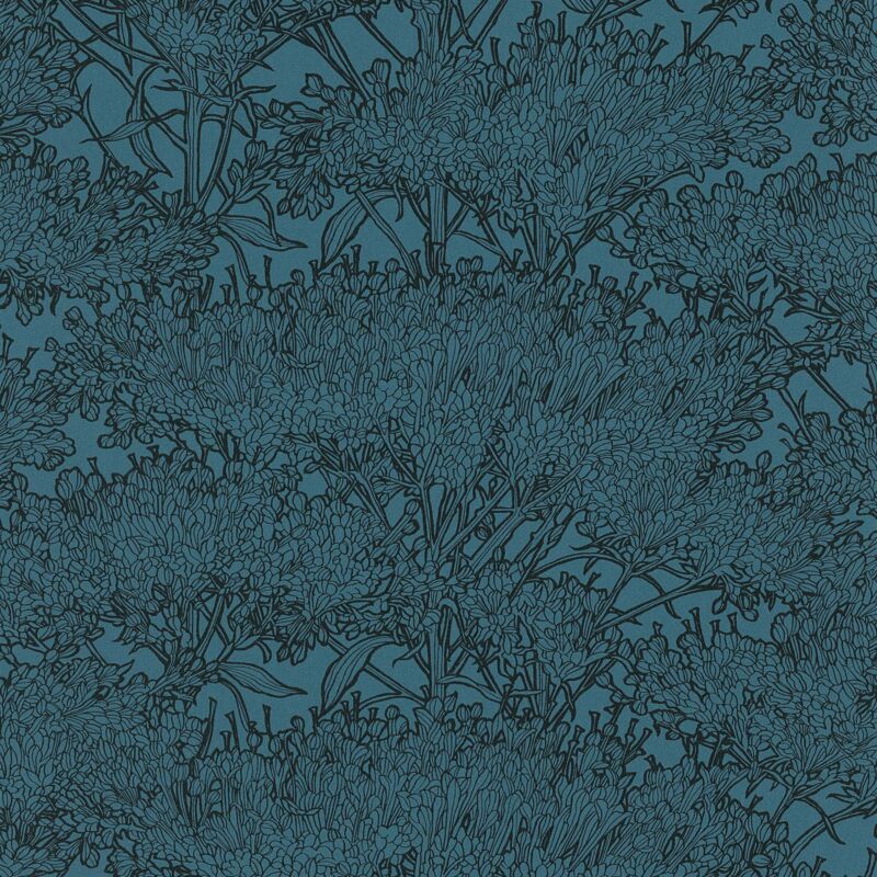 Nature wallpaper wall Profhome 369726 non-woven wallpaper slightly textured with graphical pattern matt blue black 5.33 m2 (57 ft2) - blue