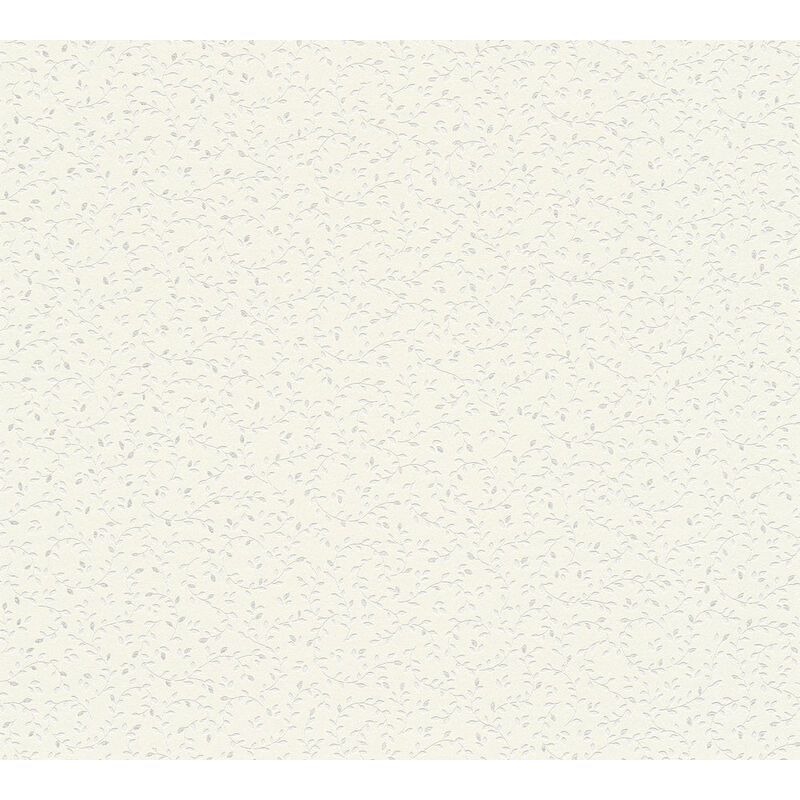 Nature wallpaper wall Profhome 372651 non-woven wallpaper slightly textured with nature-inspired pattern matt white silver 5.33 m2 (57 ft2) - white