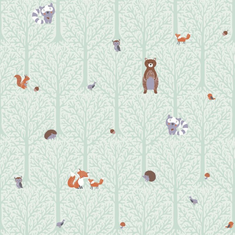 Children wallpaper wall Profhome 381192 non-woven wallpaper slightly textured with nature-inspired pattern matt green brown orange grey 5.33 m2 (57