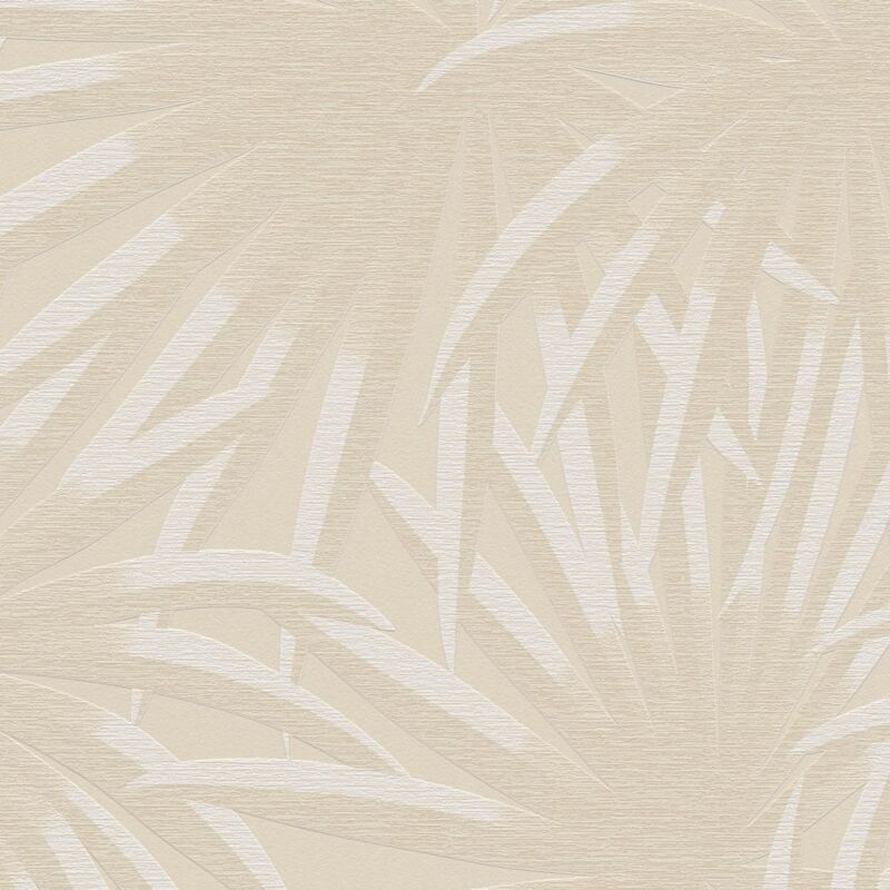 Profhome - Nature Wallpaper Wall 393382 Non-woven Wallpaper Textured With Floral Ornaments Matt Beige White 5.33 M2