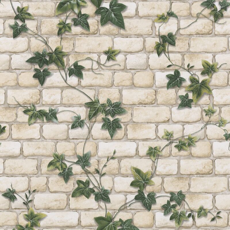 Profhome - Nature Wallpaper Wall 980434 Paper Wallpaper Slightly Textured With Nature-inspired Pattern Matt Beige Green 5.33 M2 (57 Ft2)