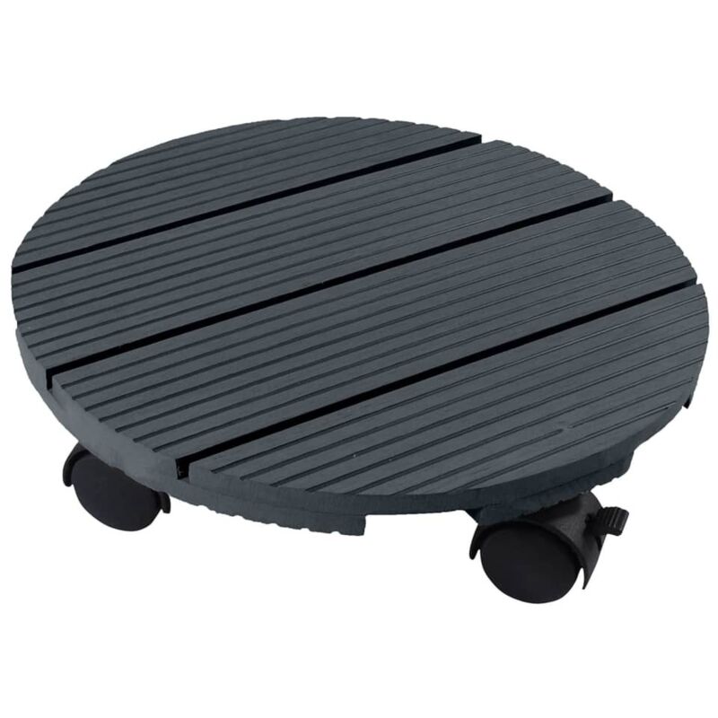 Pflanzenroller Rund Ø30 Cm Anthrazit Holz Nature