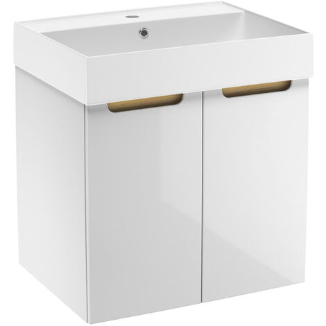 Naturel Badezimmermöbel mit Waschbecken Natural Stilla 60x60x45 cm weiß (STILLAD06033U2)