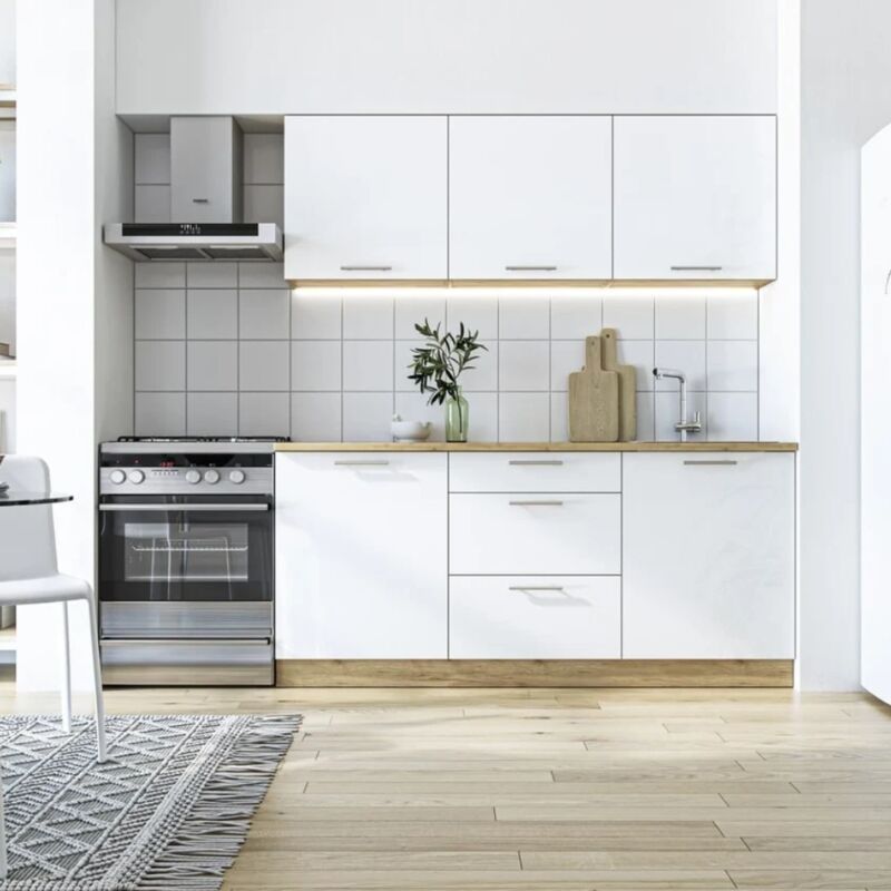 Billy 1,80m ensemble de meubles de cuisine à assembler (ksetbilly) - Naturel