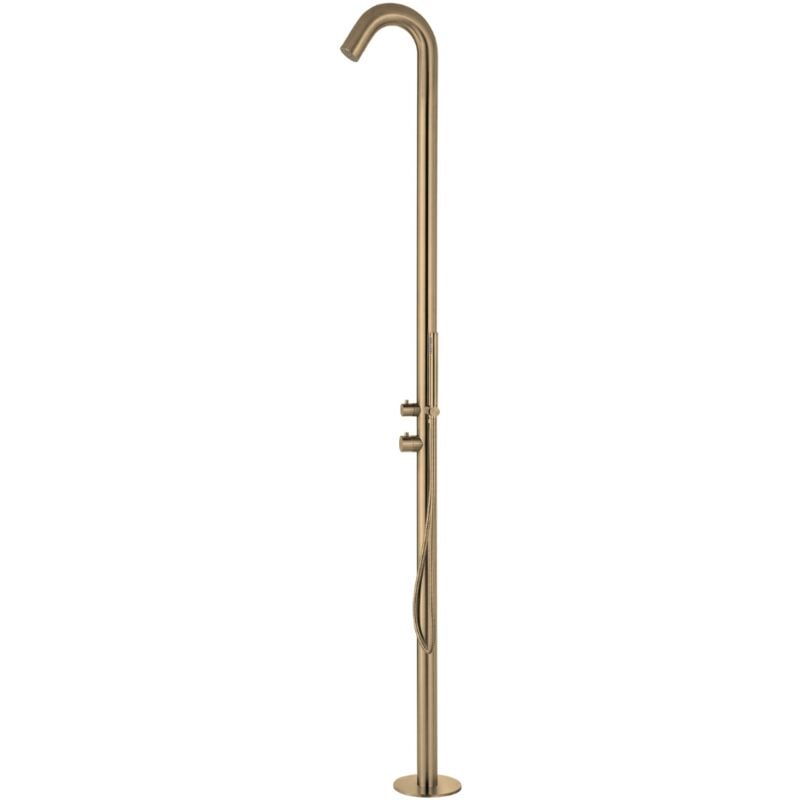 Douche extérieure de jardin et piscine, acier inoxydable 316, eau chaude et froide, douchette à main, brushed gold ( lhg) - Naturel
