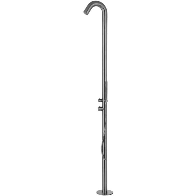 Douche extérieure de jardin et piscine en inox 316, eau chaude et froide, douchette à main, gun metal ( lhgm) - Naturel