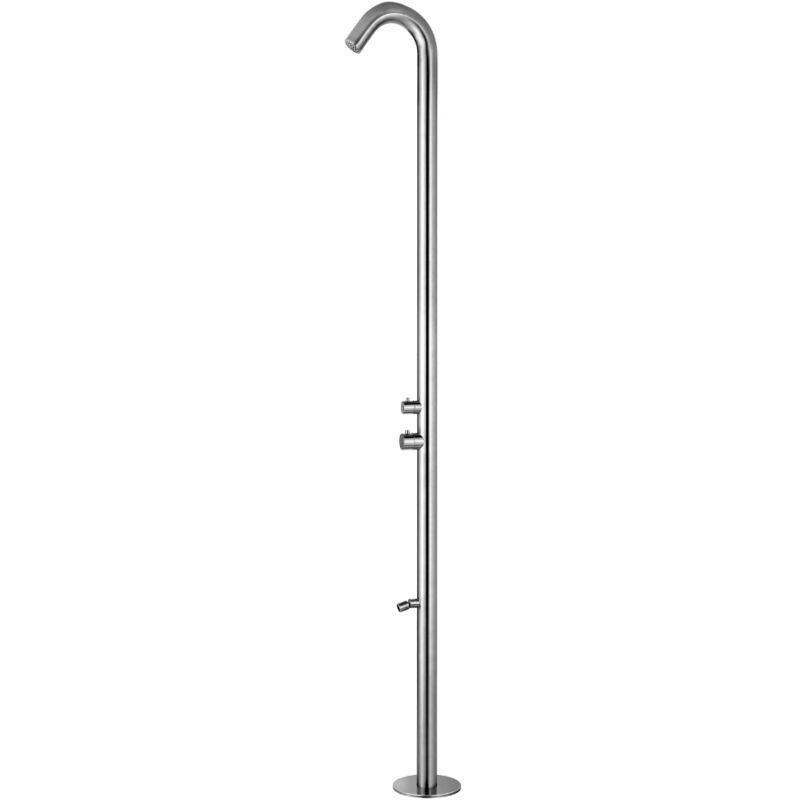 Douche extérieure de jardin et piscine, en inox 316, eau chaude et froide, douchette pour pieds, acier brossé ( lf) - Naturel