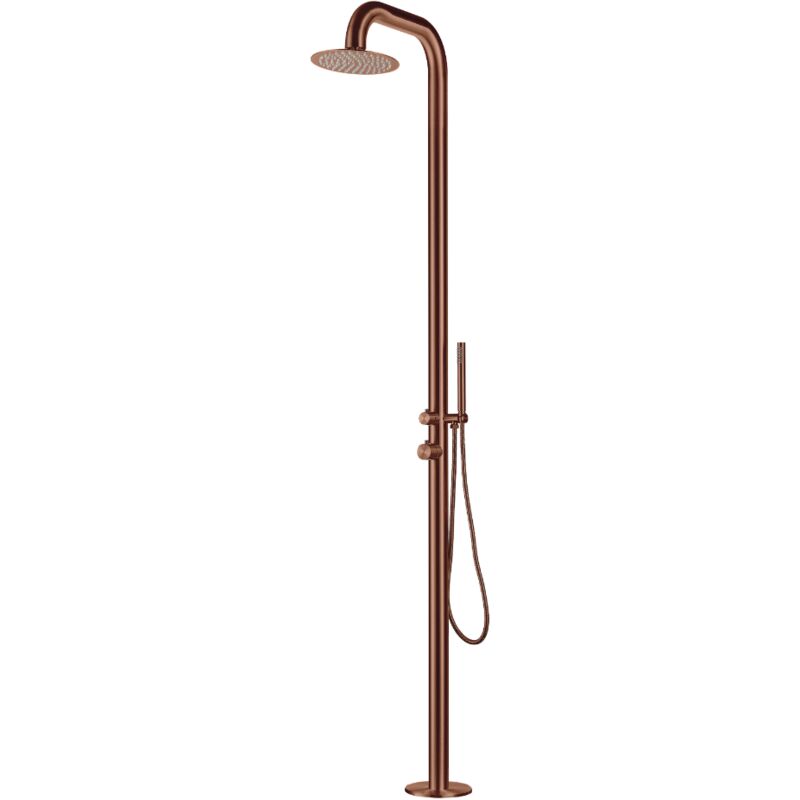 Douche extérieure en acier , eau chaude & froide, grande tête de douche, douchette à main, couleur cuivrée ( 3HR) - Naturel