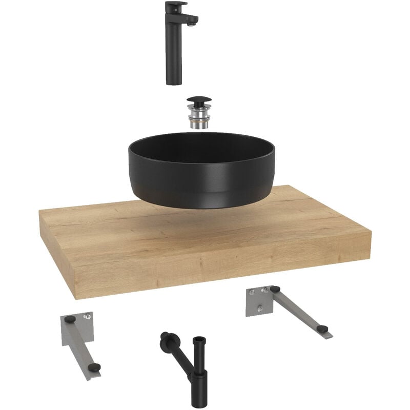 Naturel - Ensemble de salle de bain Hansgrohe avec Dolce 80x8x50 cm chêne halifax KSETDO10