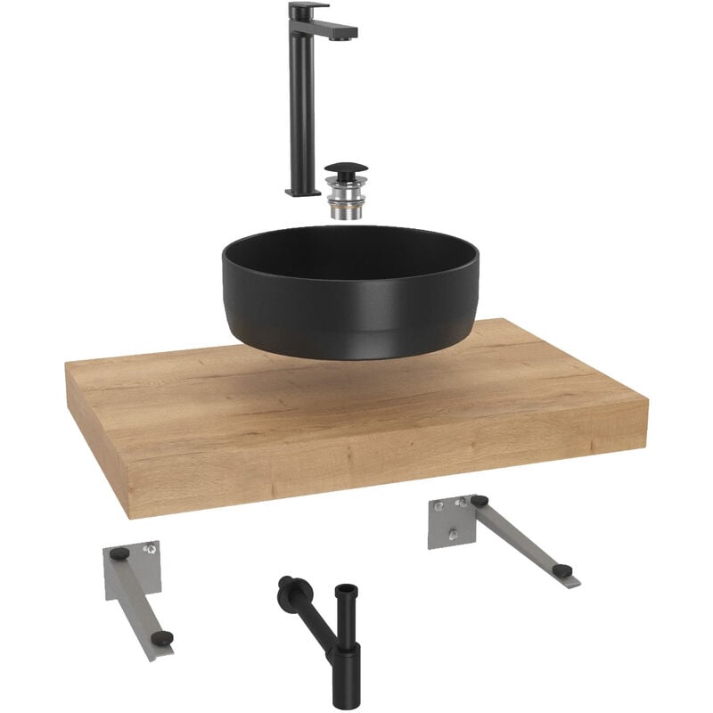 Naturel - Ensemble de salle de bain sat avec Dolce 80x8x50 cm chêne halifax KSETDO9