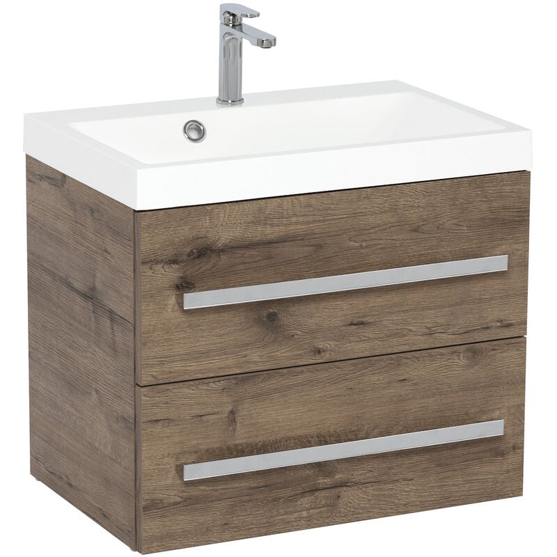Naturel - Meuble de salle de bain avec lavabo Cube Way 60x40 cm chêne Wellington (CUBE260ZDW)