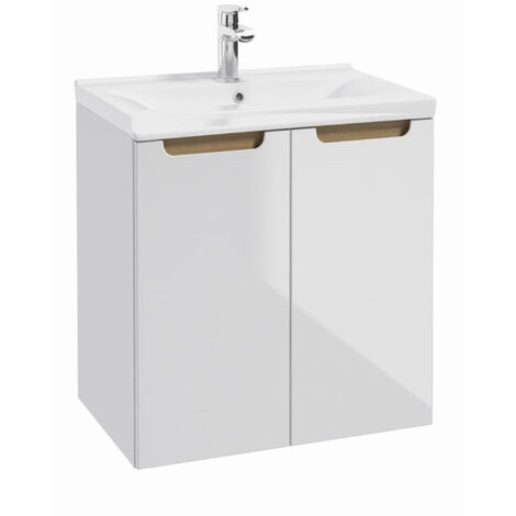 Naturel Meuble de salle de bain avec lavabo Naturel Stilla 60x60x45 cm blanc (STILLAD06033U3)