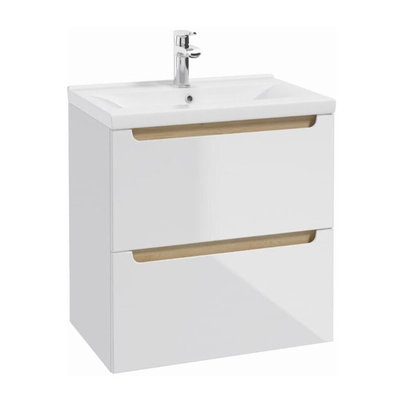 Naturel - Meuble de salle de bain avec lavabo Stilla 60x60x45 cm blanc (STILLAD06056U3)