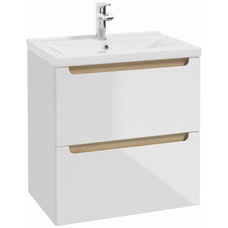 Naturel Meuble de salle de bain avec lavabo Naturel Stilla 60x60x45 cm blanc (STILLAD06056U3)