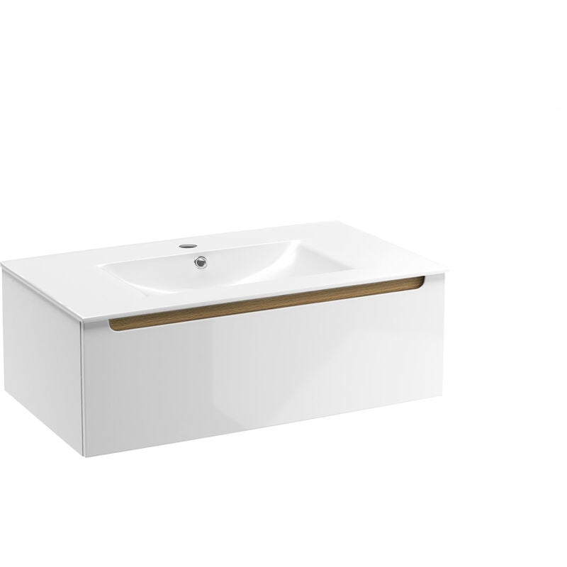 Naturel - Meuble de salle de bain avec lavabo Stilla 80x30x45 cm blanc (STILLAD08005U1)