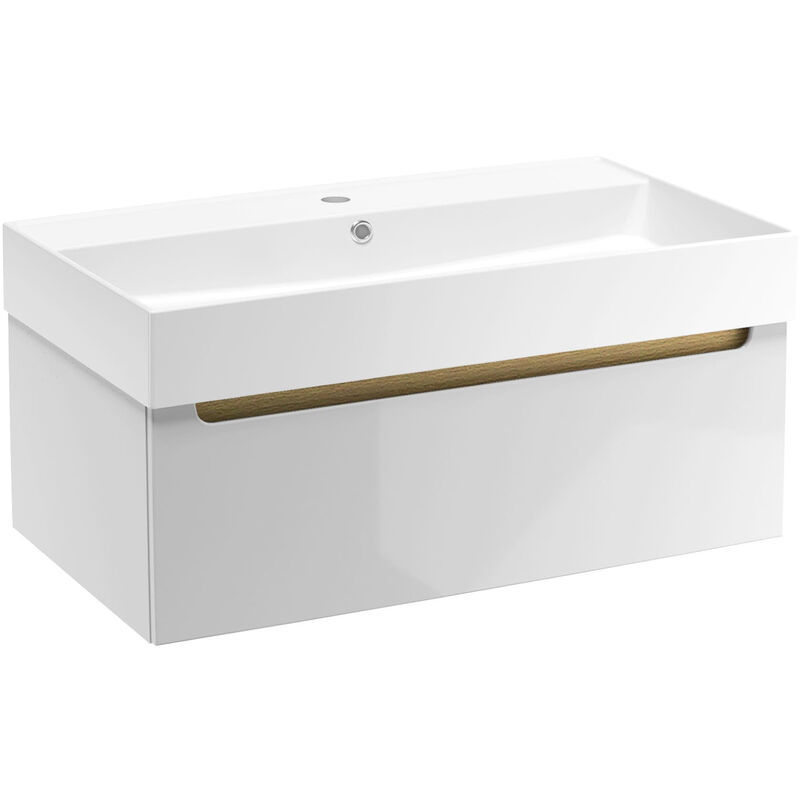 Naturel - Meuble de salle de bain avec lavabo Stilla 80x30x45 cm blanc (STILLAD08005U2)