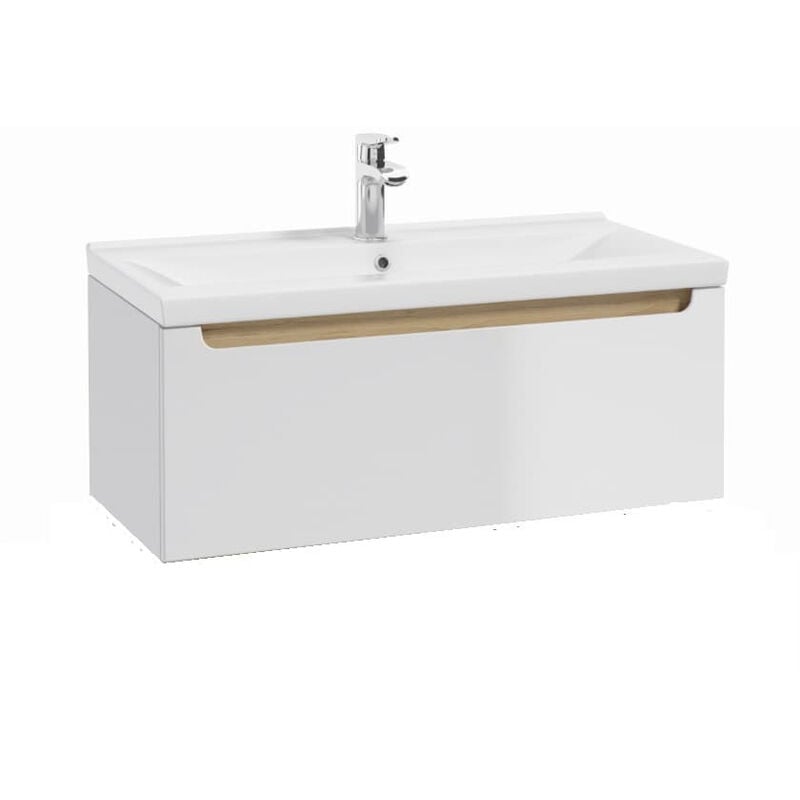 Naturel Meuble de salle de bain avec lavabo Naturel Stilla 80x30x45 cm blanc (STILLAD08005U3)