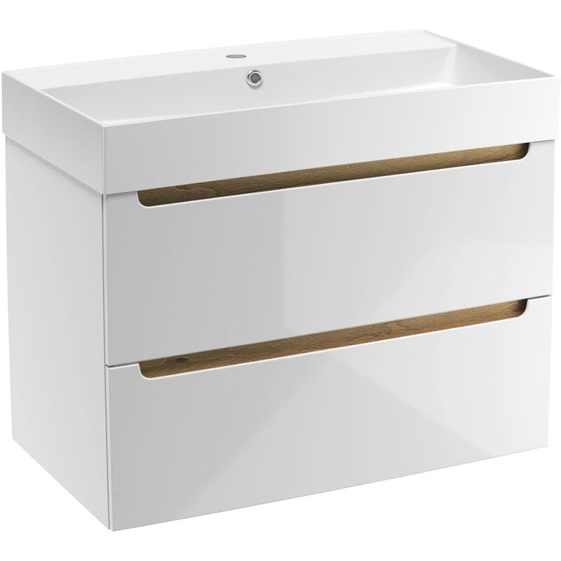 Naturel - Meuble de salle de bain avec lavabo Stilla 80x60x45 cm blanc (STILLAD08057U2)
