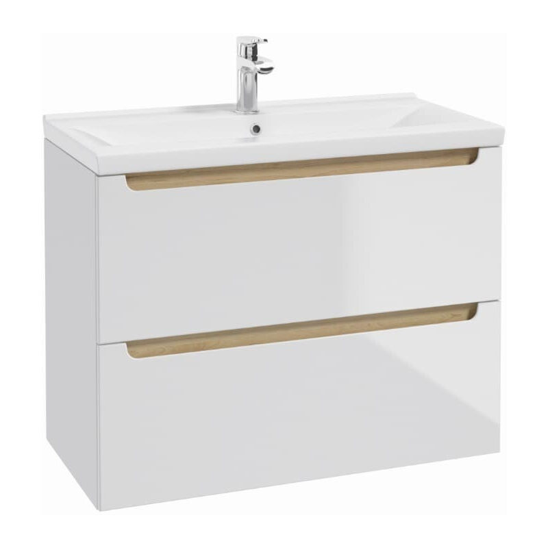 Naturel - Meuble de salle de bain avec lavabo Stilla 80x60x45 cm blanc (STILLAD08057U3)