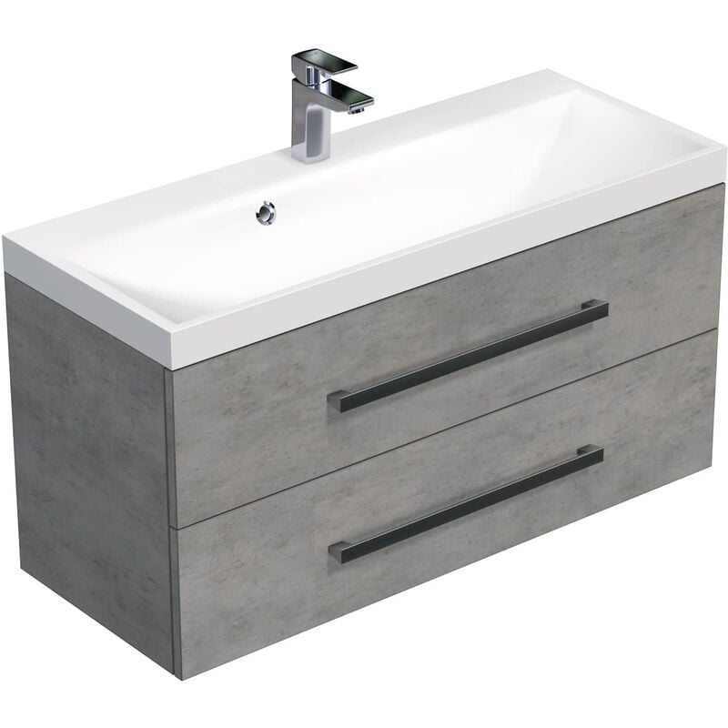 Naturel - Meuble de salle de bain avec vasque Cube Way 100x53x40 cm béton (CUBE2100ZBE)