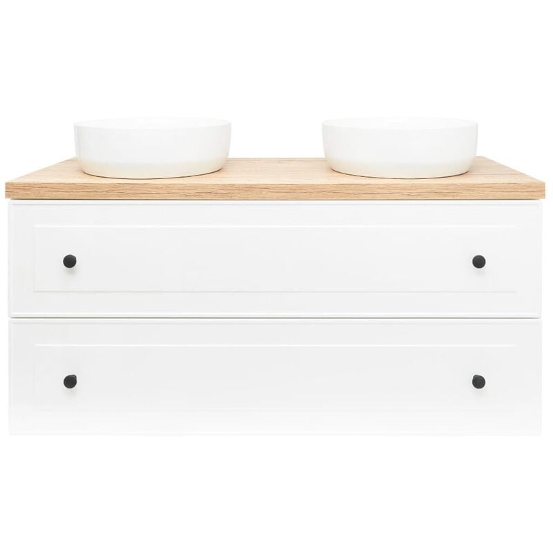 Naturel - Meuble vasque de salle de bain blanc et bois clair Forli 120x53x46 cm blanc (FORLI120BID)