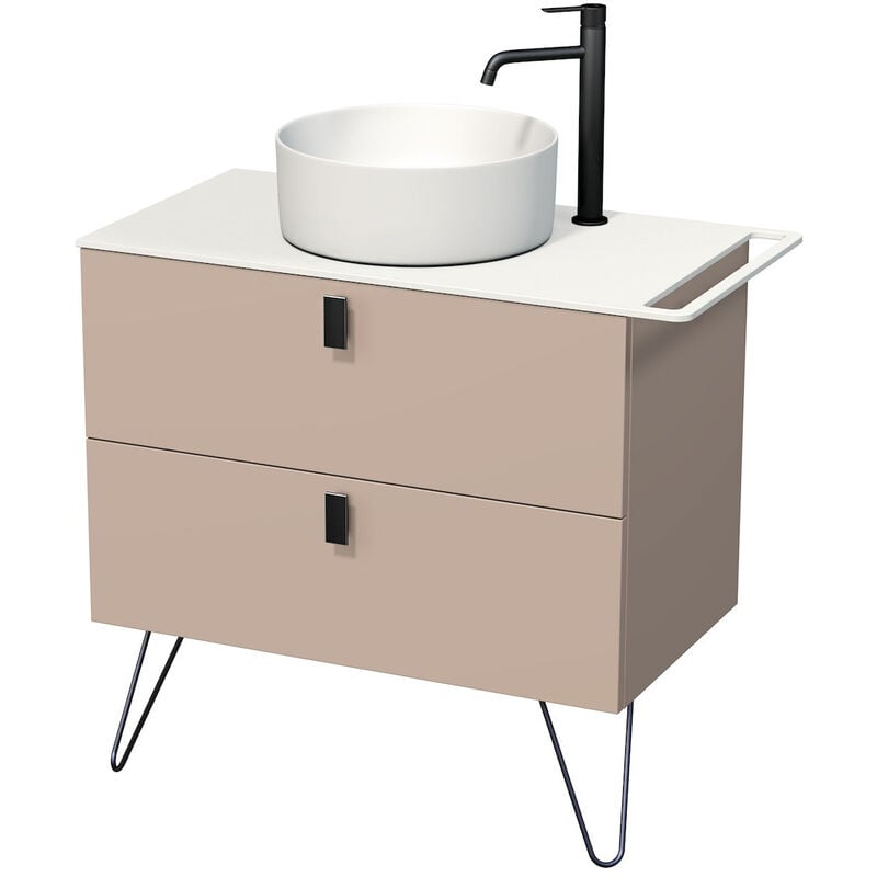 Naturel - Meuble de salle de bain sous vasque avec porte serviette Art Déco 88x55x45 cm Rose beige (ARTDECO80RBBU)