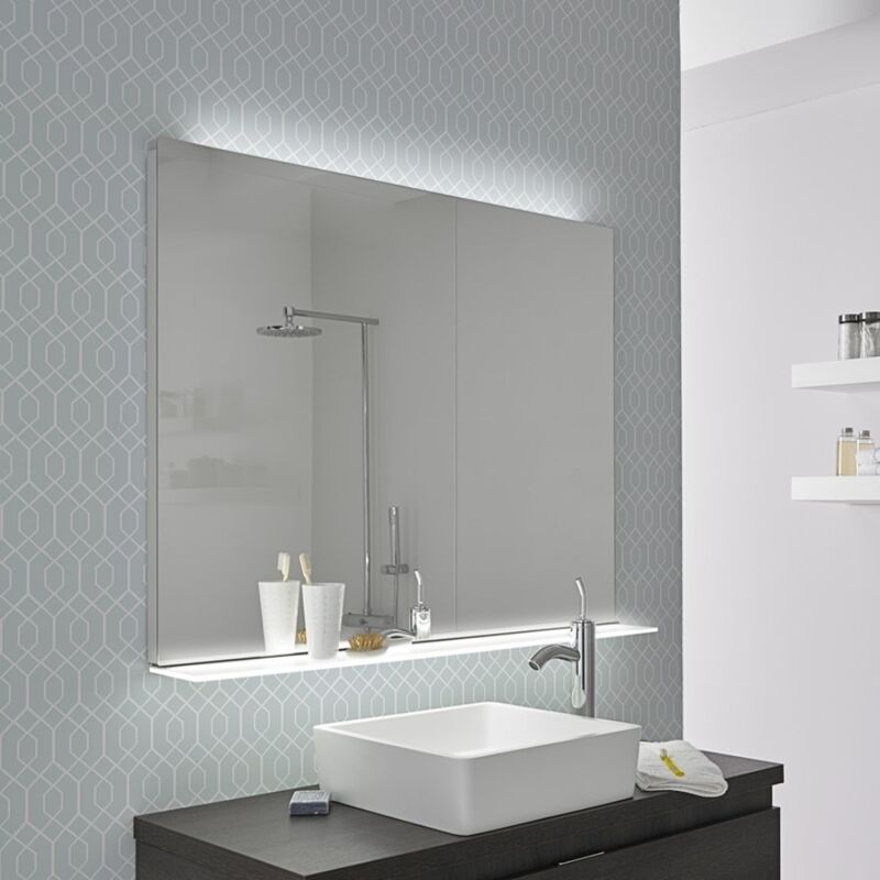 Naturel - Grand miroir rectangulaire 100x80 cm avec éclairage led, protection contre éclaboussures (CALA10080)