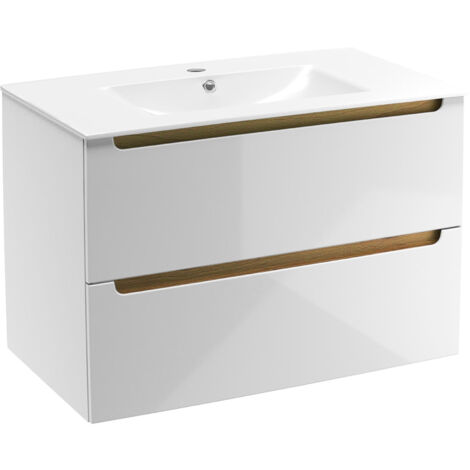 Naturel Mobile da bagno in MDF con lavabo Stilla Natural 80x60x45 cm bianco (STILLAD08057U1)