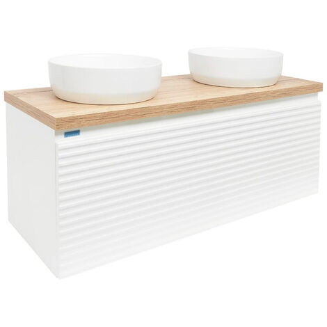 Naturel Mueble de baño bajo lavabo Naturel Savona 118x43x44,8 cm, blanco brillante, tablero de roble Halifax (SAVONA120BIDDH)
