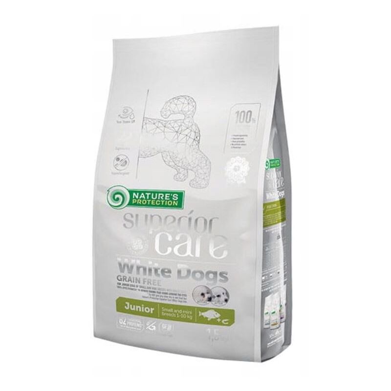 NATURE'S PROTECTION Superior Care White Dogs Junior Small Białoryba - croquettes sans céréales pour chiots - 1,5 kg
