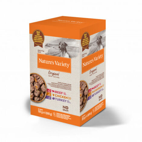 Nature's Variety Original Pate Multipack para Perros Mini de Pollo (1 Ud) + Ternera (2 Ud) + Pavo (1 Ud) - 4x150 g