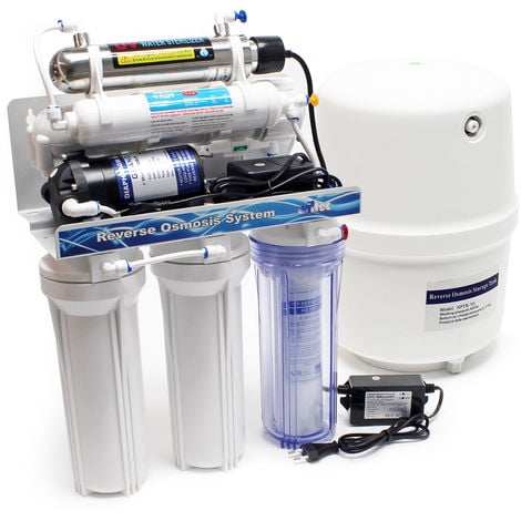 Naturewater Equipo de ósmosis inversa (RO) 6-Etapas Con lámpara-UV 180l/día Filtración de agua