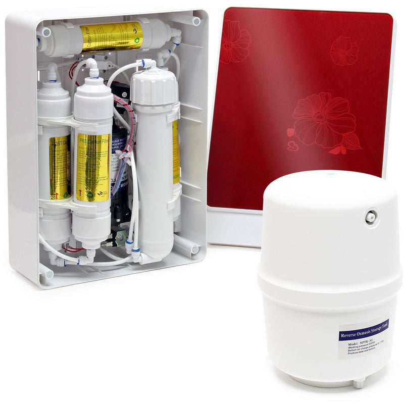 

Naturewater Equipo de ósmosis inversa (RO) 5-Etapas 180l/día Bomba de refuerzo Filtración de agua