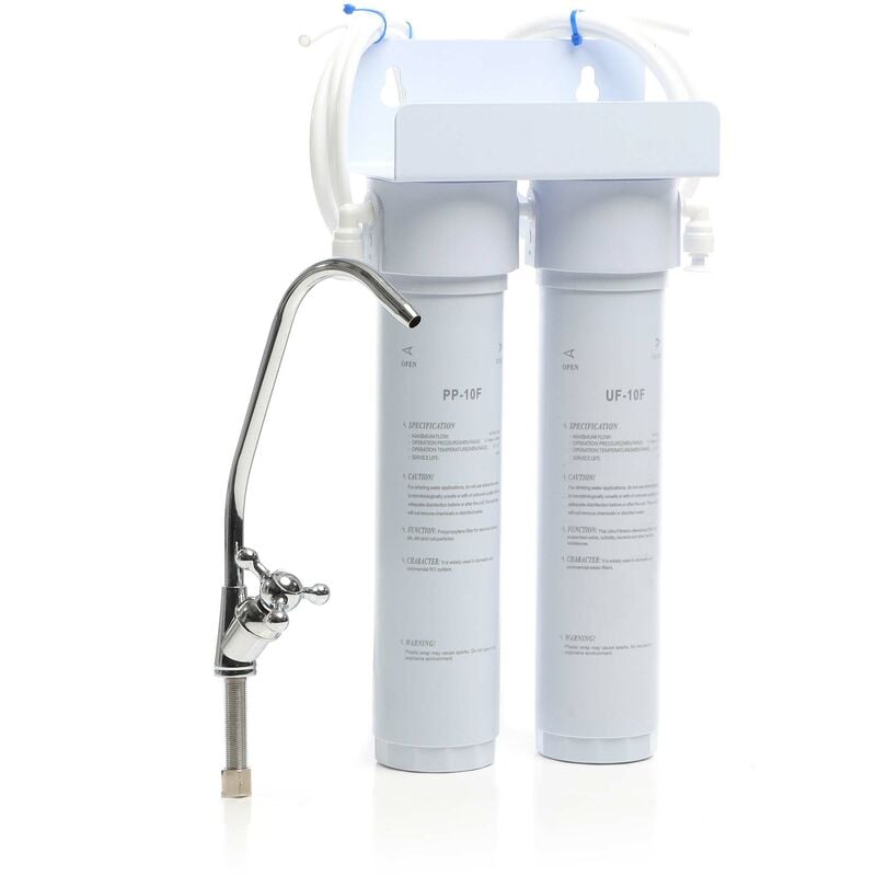 Naturewater NW-2-PPUF Filtre sous évier à eau potable – 200 x 100 x 345 mm – 210 l/h – avec Robinet – Sédiment PP et Bloc de charbon actif –
