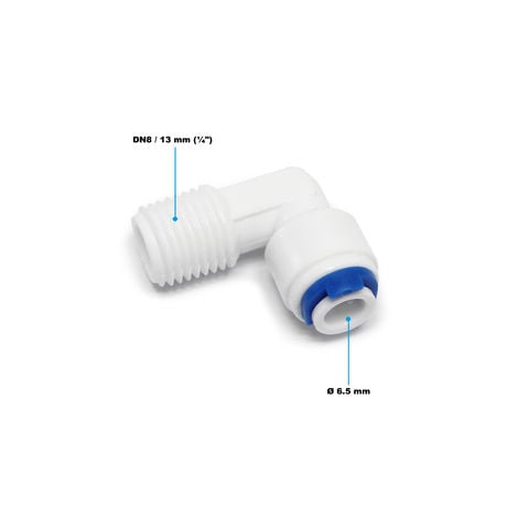 Naturewater Jaco-Fitting 90° Conector Codo Empalme de manguera 6,5mm (1/4) Rosca macho