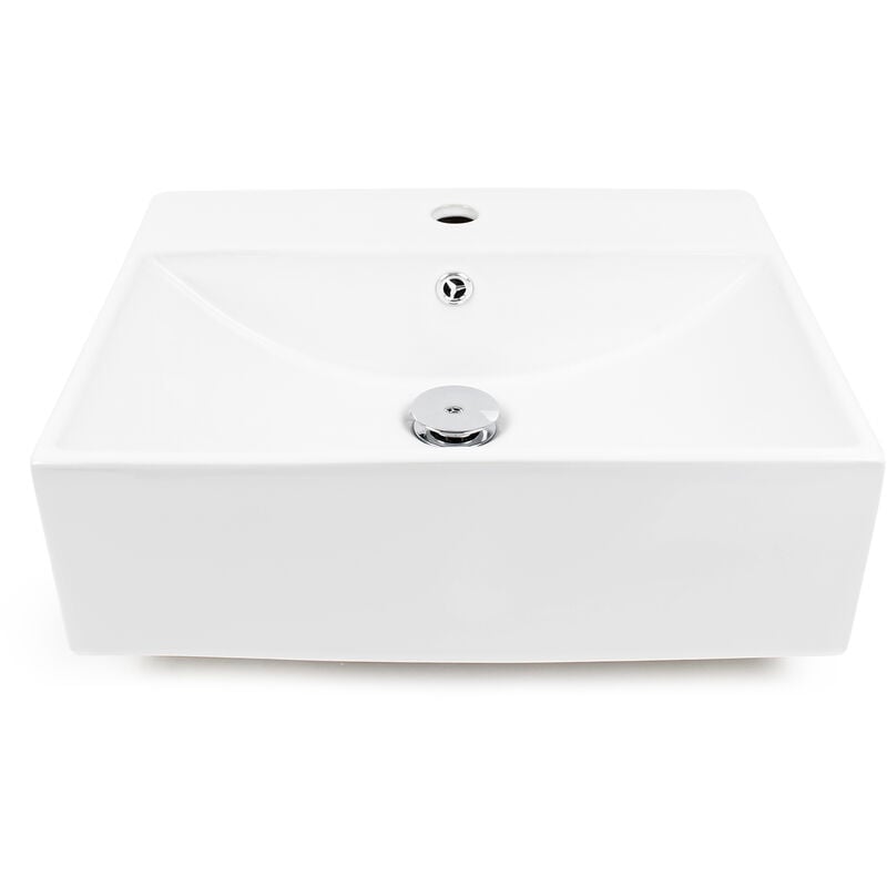 

Naturewater Lavabo rectangular 50x40cm, lavamanos sobre encimera blanco de cerámica