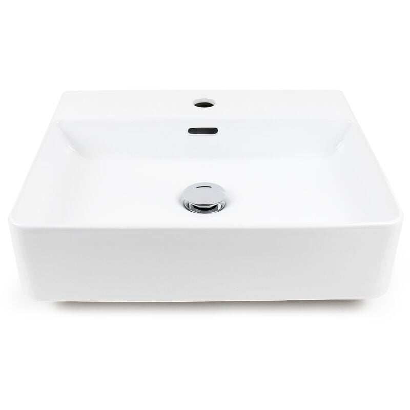 

Naturewater Lavabo rectangular 50x42cm, lavamanos sobre encimera blanco de cerámica