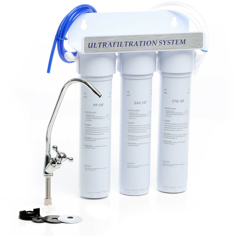 Naturewater - NW-3-PPGACCTO Filtre à eau potable – 3 étapes – 280 x 100 x 345 mm – 210 l/h – Sédiments pp et Charbon actif en bloc et granulés –