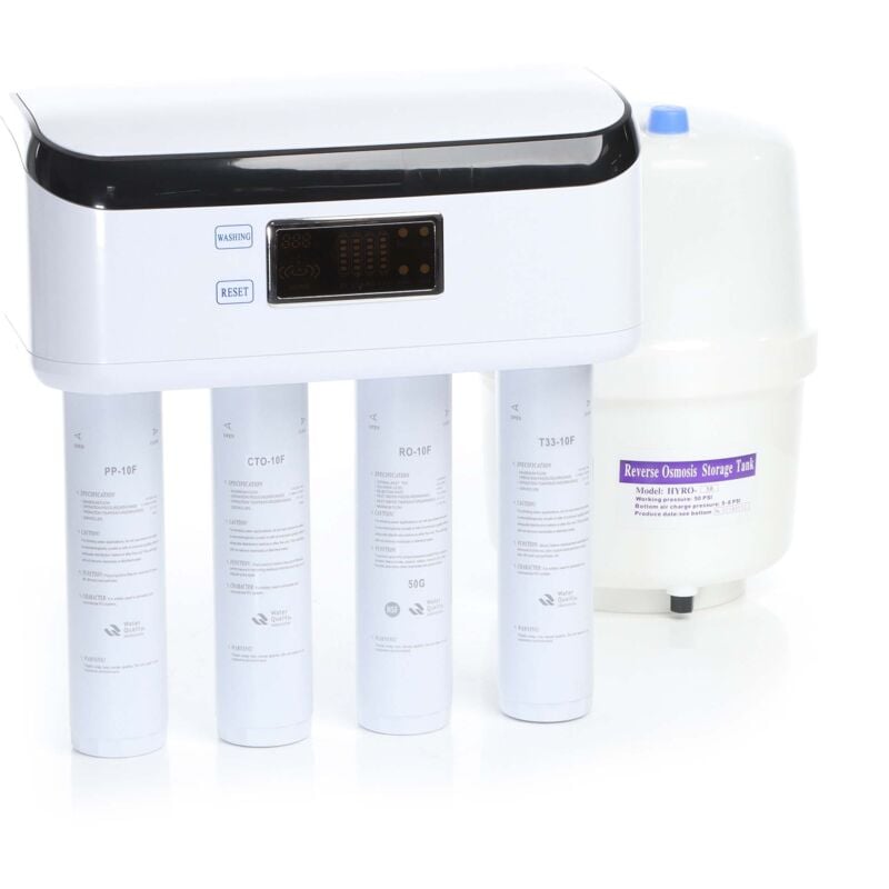 Naturewater - NW-4-50RODT – Système Osmose Inverse (ro) 4 étapes – 190 l/jour – avec Témoins led et écran – Osmoseur Filtration Purification Filtre