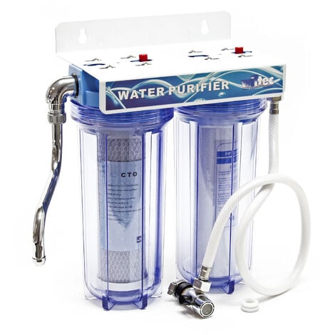 Naturewater NW-PR102 Filtro de agua doble, 26,16mm (3/4), cartucho de sedimentos y carbón activado