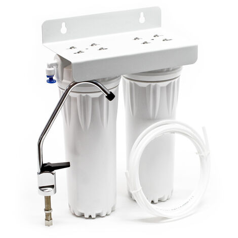 Naturewater NW-PR302 filtre double avec filtre à sédiments, bloc charbon actif, robinet, 2.5m tuyau