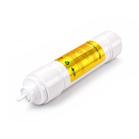 Naturewater QF-T33 Filtre charbon actif en ligne / inline – Perméabilité 5 µ – 10 / 50 mm – Cartouche Gourmet T33 – Filtration de chlore et de métaux lourds – Purification Eau potable et de robinet"