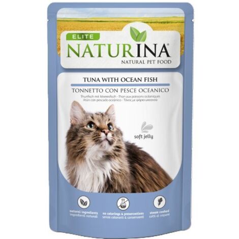 Naturina Elite  Filets de thon et poissons de mer en gelée  Sachet de 70 g