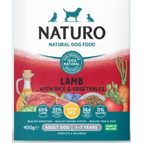 Naturo  Adulto  Bandeja 400g - Cordero arroz integral verduras 400g