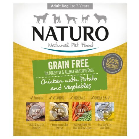 Naturo  Adulto - Sin cereales  Bandeja de 400 g - Pollo con patatas y verduras 400 g