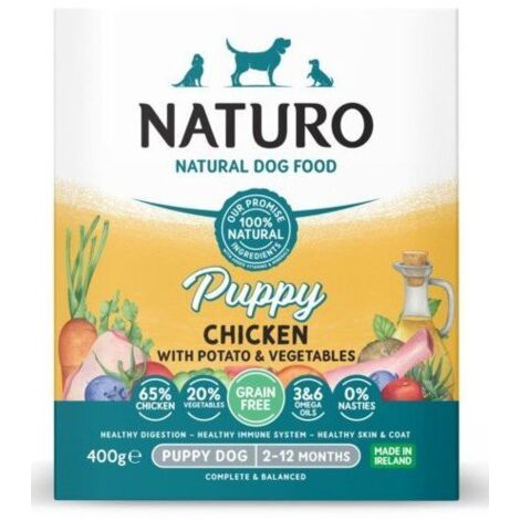 Naturo  Grain Free Puppy  Puppy Tray 400g - Puppy  Pollo con patate e verdure 400g