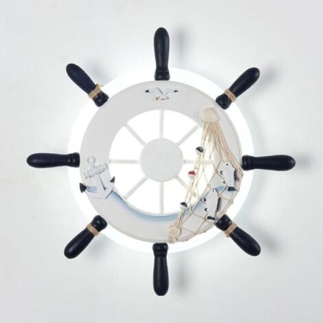 Nautique Marine Gouvernail Plafonnier Applique Pirate Marin Marine Navire Ajuster Navire De Guerre Volant Vitesse Lampe LED Filet De Pêche Corde De Chanvre Décor Pour Enfant Restaurant Ferme Hôt