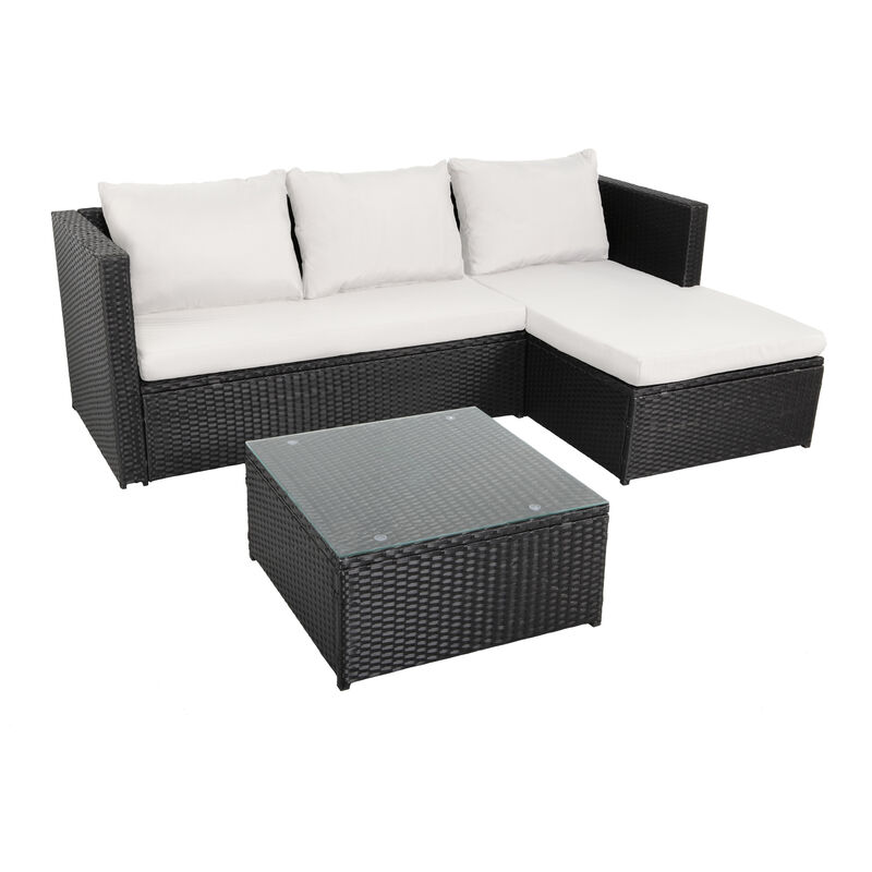 

Beneffito - NAVAGIO - Salón de resina trenzada de 3 plazas - Negro Beige