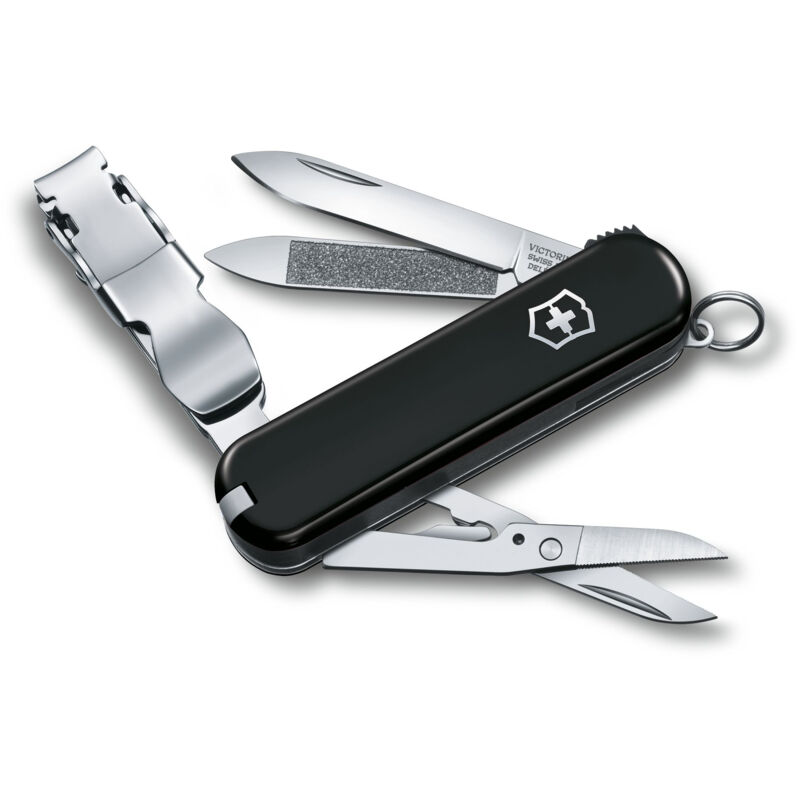 

Navaja suiza Nail Clip 580, cuenta con 8 funciones, con lima y limpiador de uñas, tamaño compacto, color negro - Victorinox